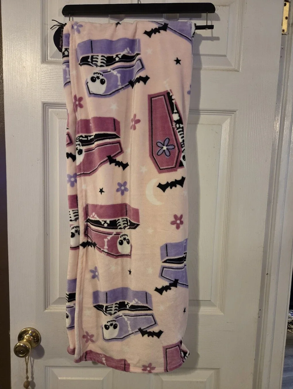 Betsey Johnson NWT Coffin Plush Throw ONLY ONE